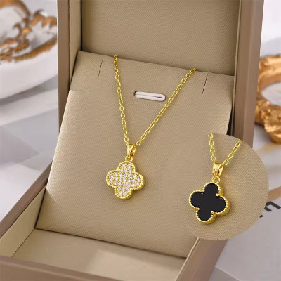 Model Clover High Quality 18K Gold Plated No Tarnish  Stainless Steel Necklace Design Jewelry for Women